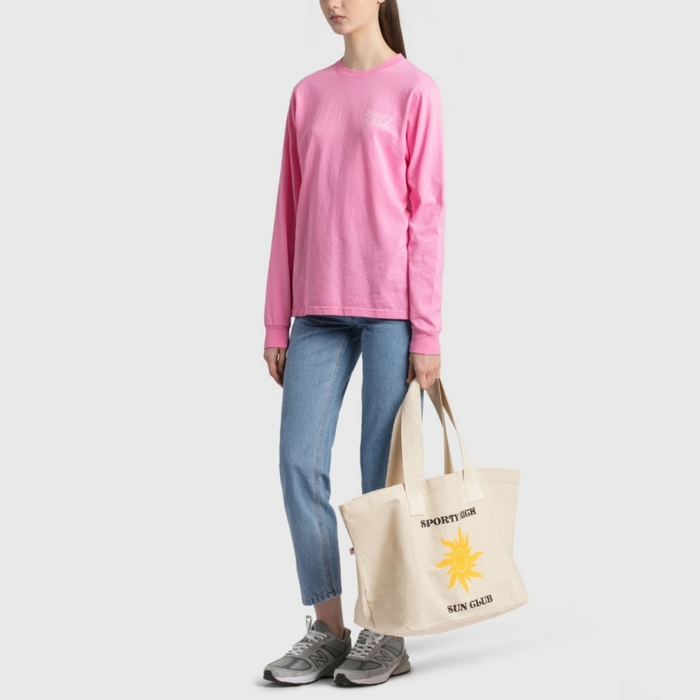 Sporty & Rich Fun Logo Long Sleeve T-Shirt Size Small Pink